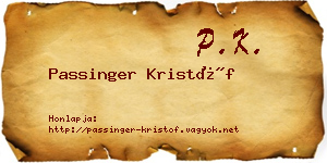 Passinger Kristóf névjegykártya
